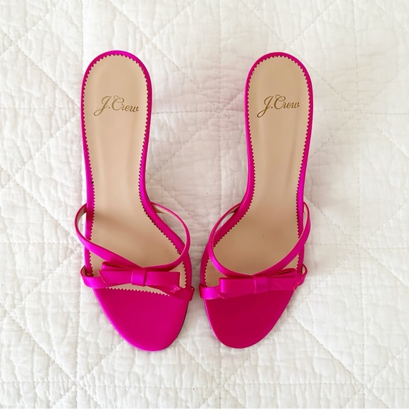 NEW J CREW Strappy Mule Sandals in Satin Bright Berry Pink 7.5 NIB AQ131 - Picture 4 of 10